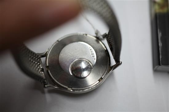 A gentlemans 1950s? stainless steel Jaeger LeCoultre automatic chronograph back-winding wrist watch,
